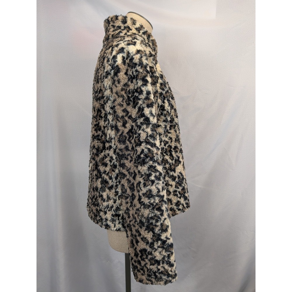 Dylan by True Grit Jacket Large Faux Fur Leopard Print Coat Soft Fuzzy L - Picture 5 of 11